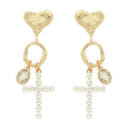 Jeweled Cross Heart Charm Earrings | Mixtshop LLC