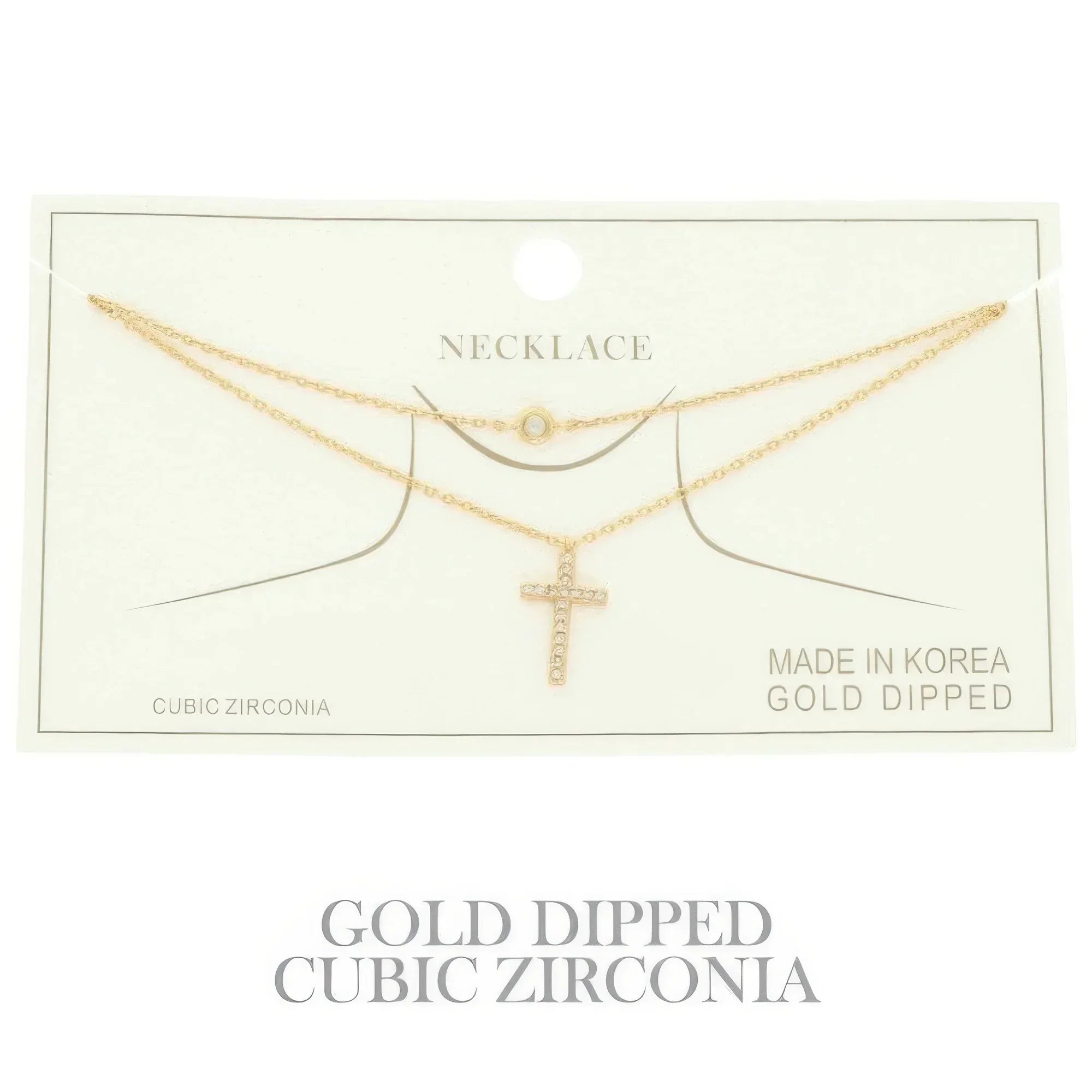 Cz Gold Plated Cross Pendant Necklace | Mixtshop LLC Main image