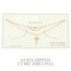 Cz Gold Plated Cross Pendant Necklace | Mixtshop LLC