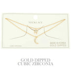 Cz Gold Plated Moon And Star Pendant Necklace | Mixtshop LLC