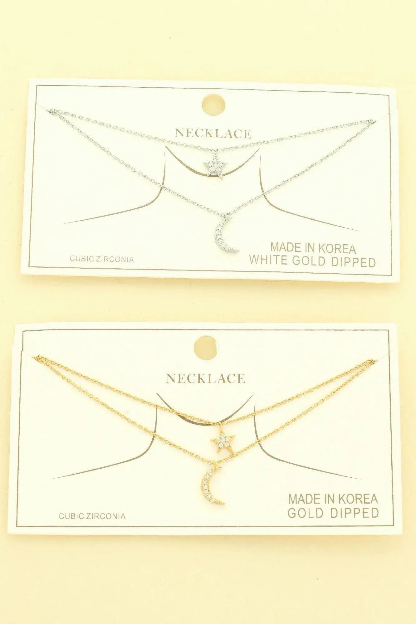 Cz Gold Plated Moon And Star Pendant Necklace | Mixtshop LLC
