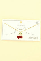 Gold Plated Enamel Cherry Pendant Necklace | Mixtshop LLC
