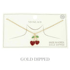 Gold Plated Enamel Cherry Pendant Necklace | Mixtshop LLC
