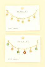 Gold Plated Floral Charm Bracelet | Mixtshop LLC