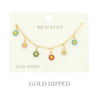 Gold Plated Floral Charm Bracelet | Mixtshop LLC
