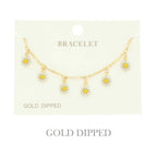 Gold Plated Floral Charm Bracelet | Mixtshop LLC