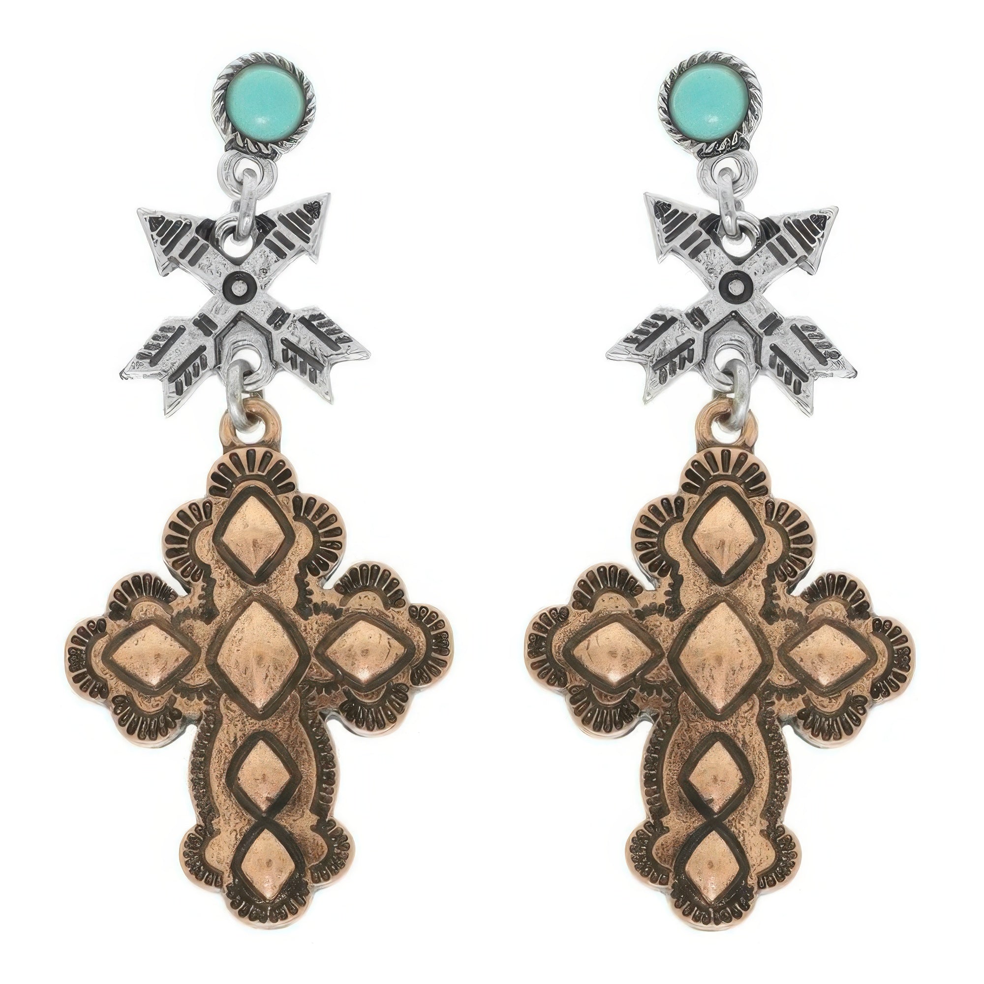 Western Cross Post Dangle Earrings Secondary image
