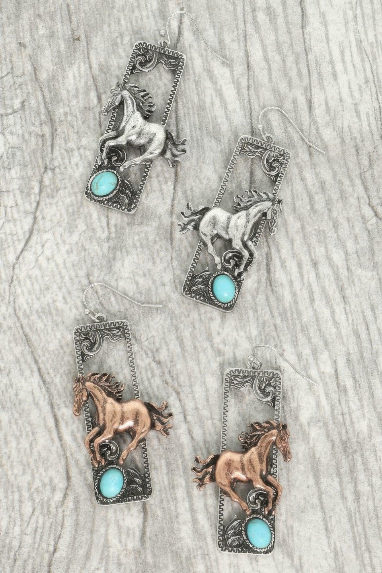 Western Wild Horse Dangle Earrings | Mixtshop LLC Main image