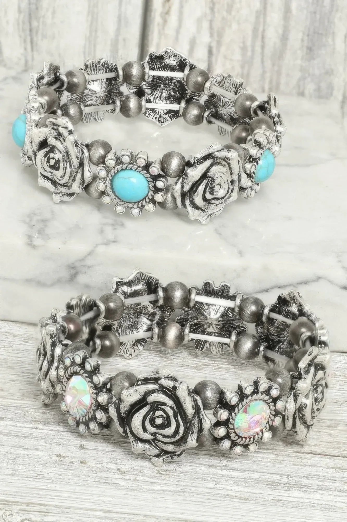 Western Rose Themed Stretch Bracelet | Mixtshop LLC