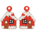 Christmas Gingerbread House Seed Beaded Earrings | Mixtshop LLC
