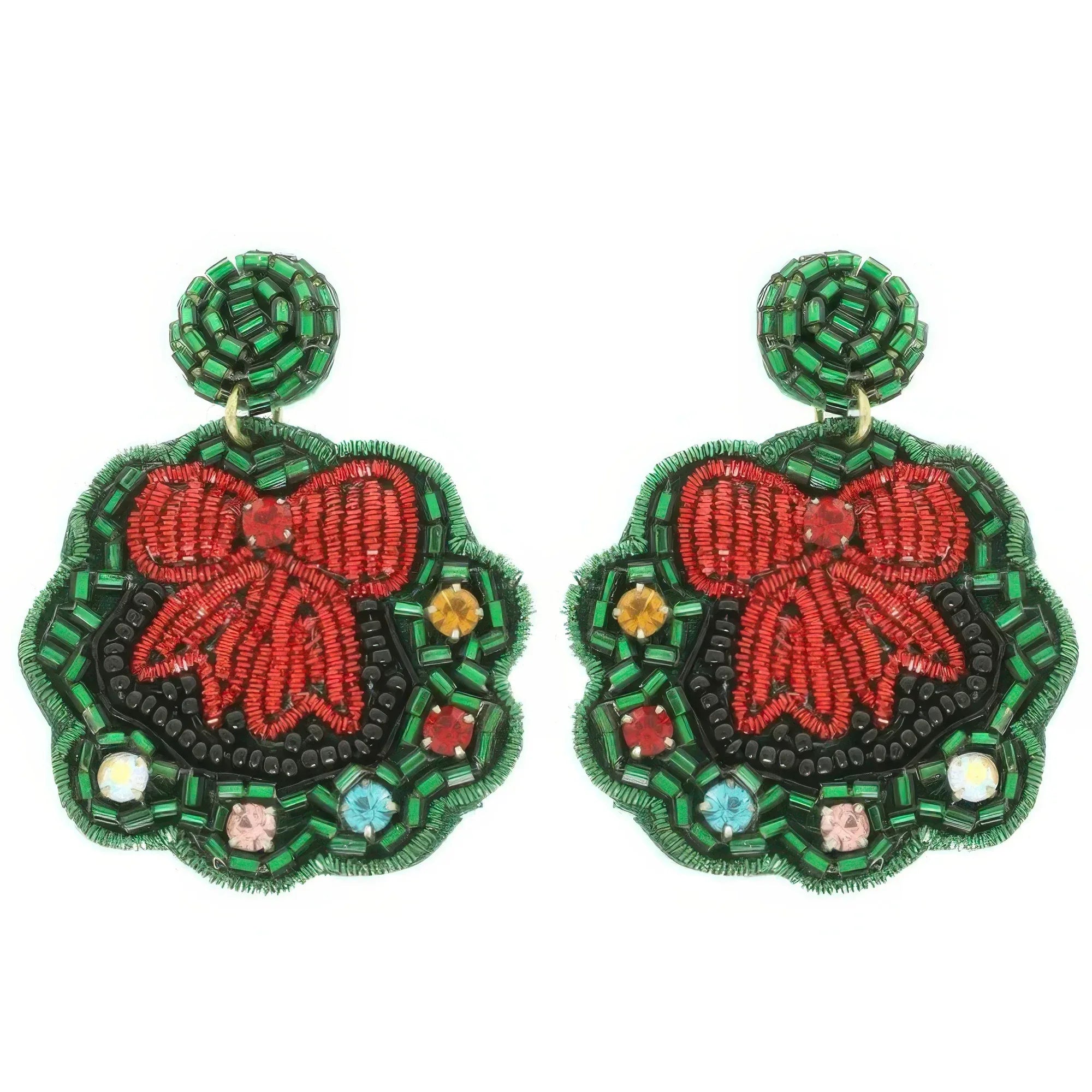 Christmas Wreath Post Dangle Earrings Secondary image