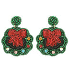 Christmas Wreath Post Dangle Earrings | Mixtshop LLC