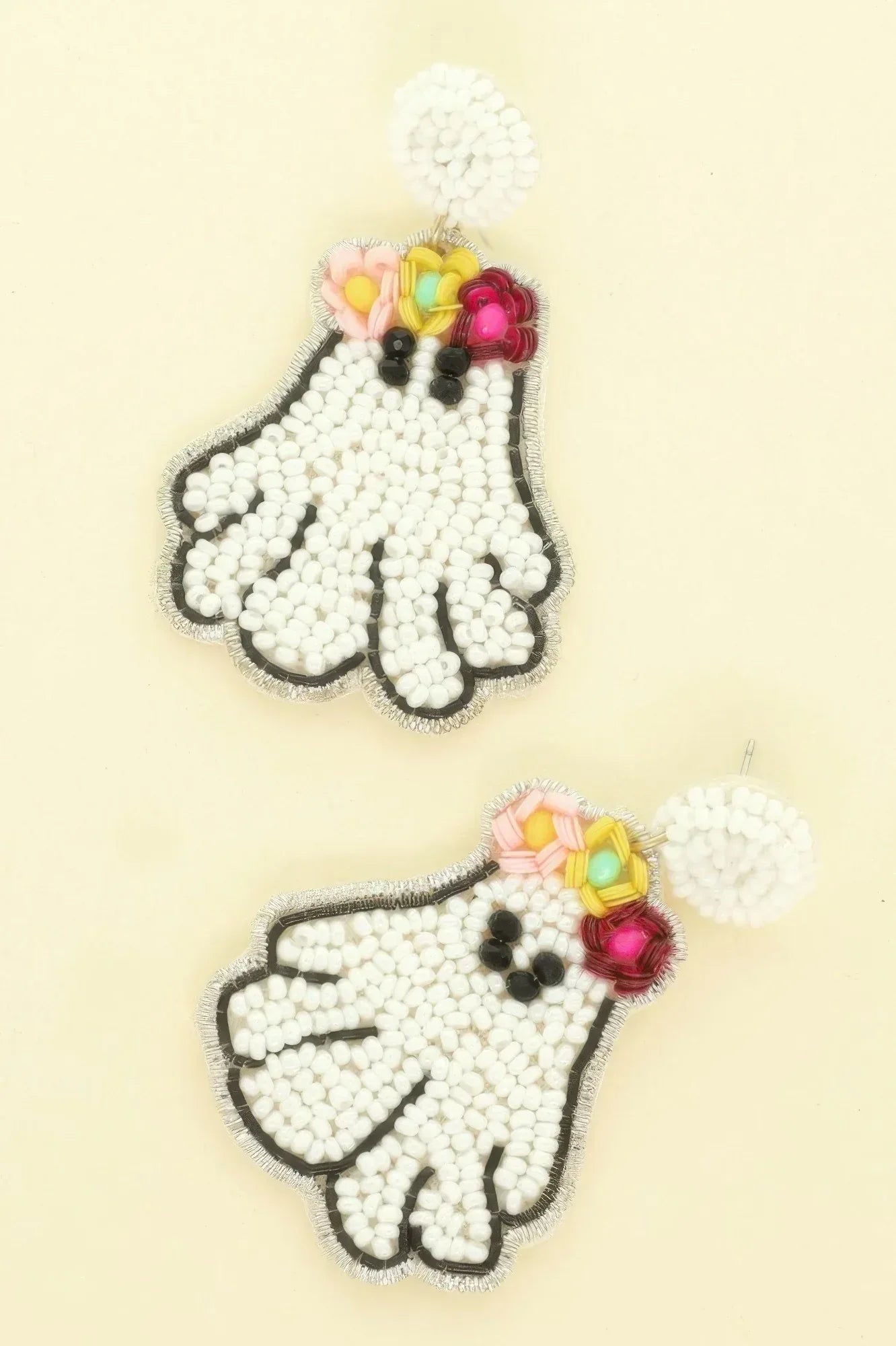 Halloween Floral Ghost Beaded Earrings | Mixtshop LLC Main image