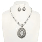 Western Oval Turquoise Concho Beaded Necklace Set | Mixtshop LLC