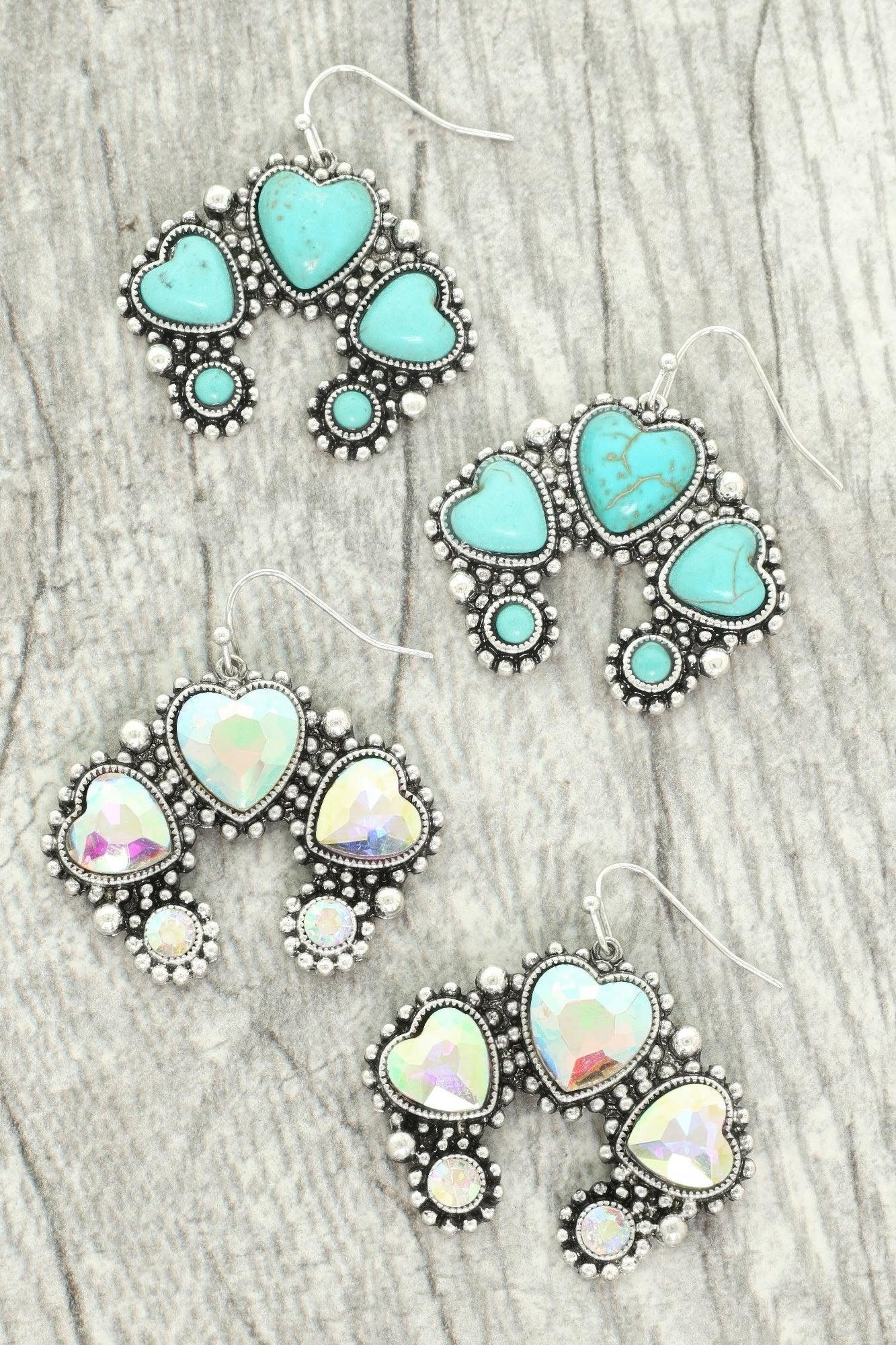 Western Hearted Squash Blossom Earrings | Mixtshop LLC Main image