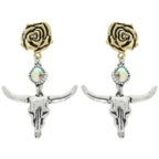 Western Floral Steer Skull Earrings | Mixtshop LLC