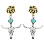 Western Floral Steer Skull Earrings | Mixtshop LLC