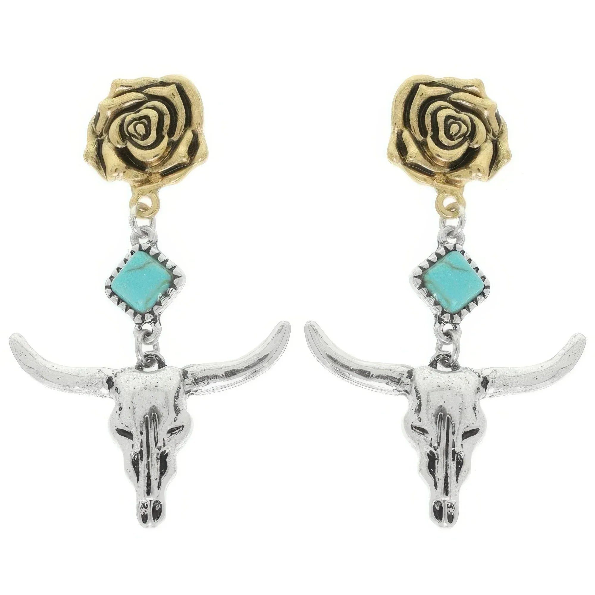 Western Floral Steer Skull Earrings | Mixtshop LLC