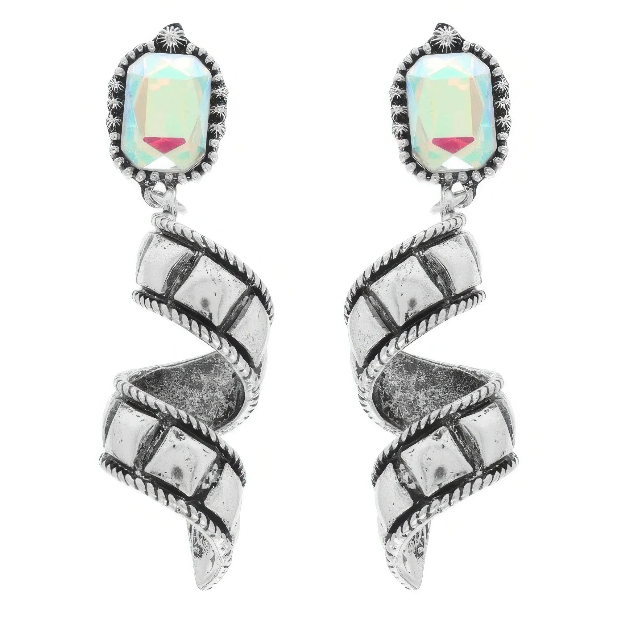 Western Jeweled Spiral Post Earrings Secondary image
