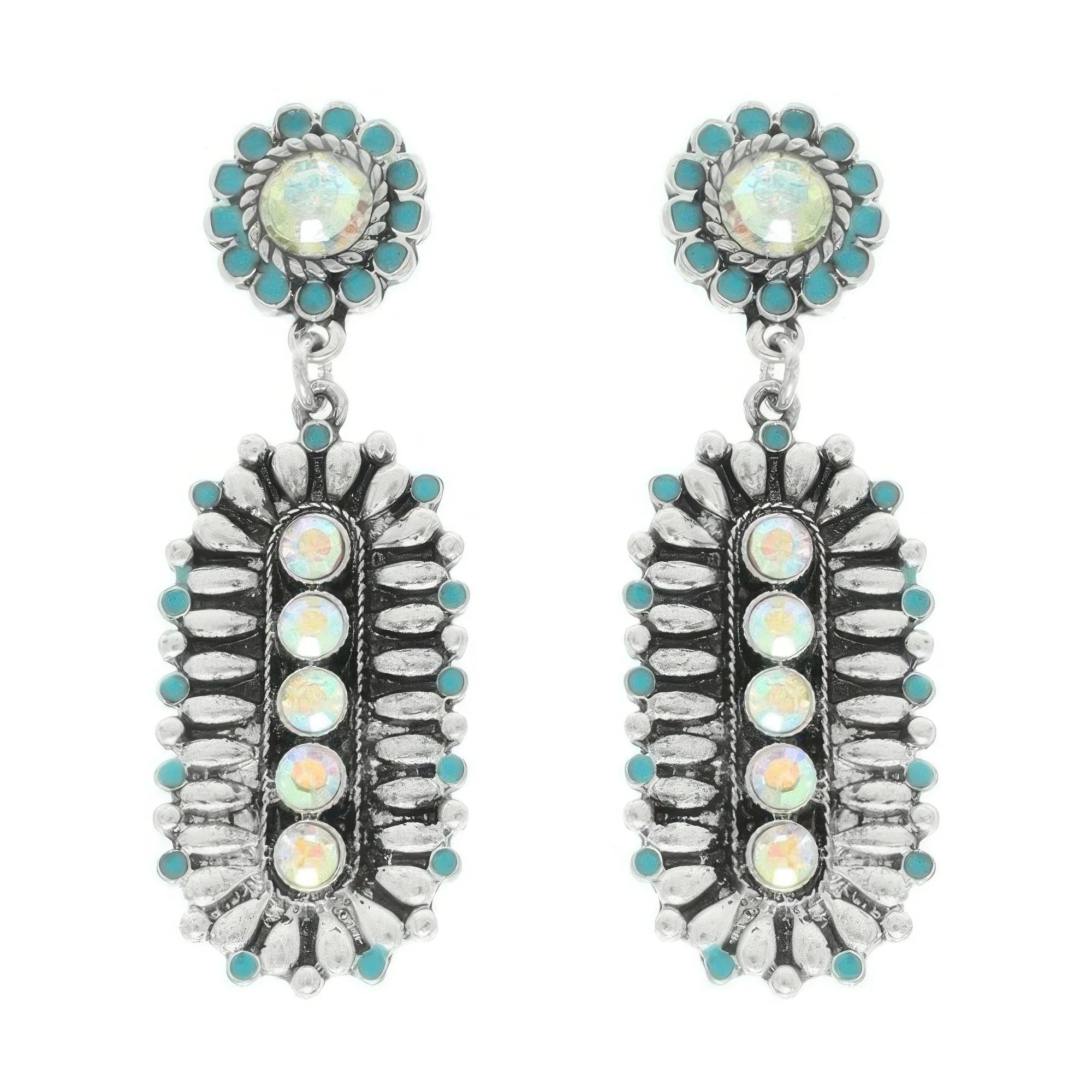 Western Jeweled Oval Concho Earrings | Mixtshop LLC