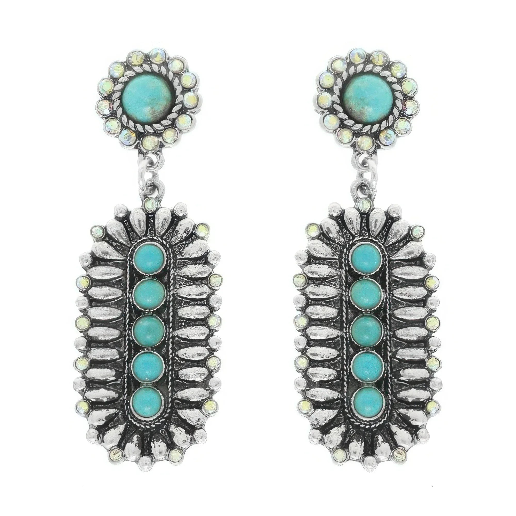 Western Jeweled Oval Concho Earrings | Mixtshop LLC