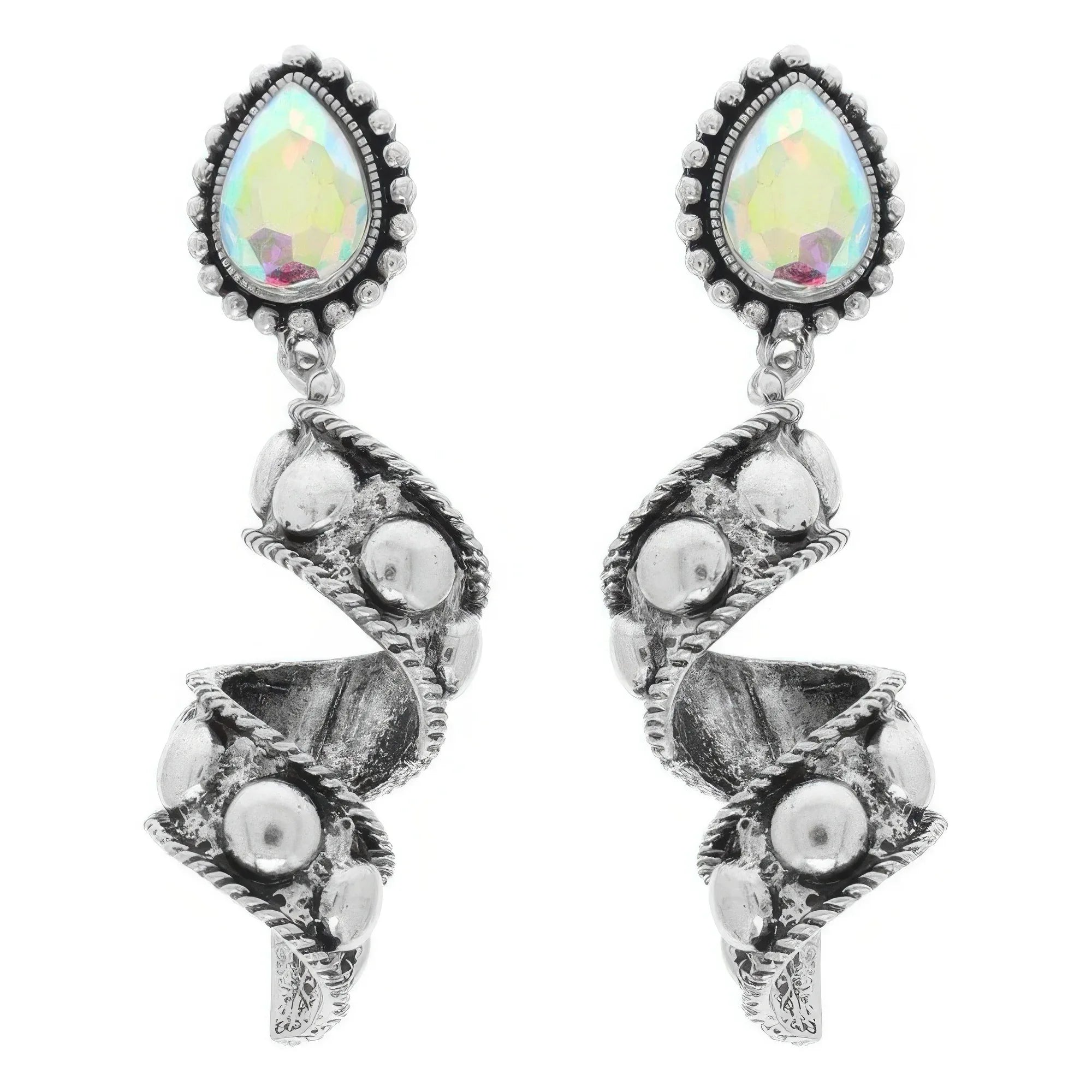 Western Teardrop Spiral Post Earrings Secondary image