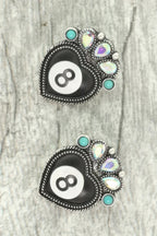 Western 8 Ball Heart Post Earrings | Mixtshop LLC