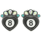 Western 8 Ball Heart Post Earrings | Mixtshop LLC