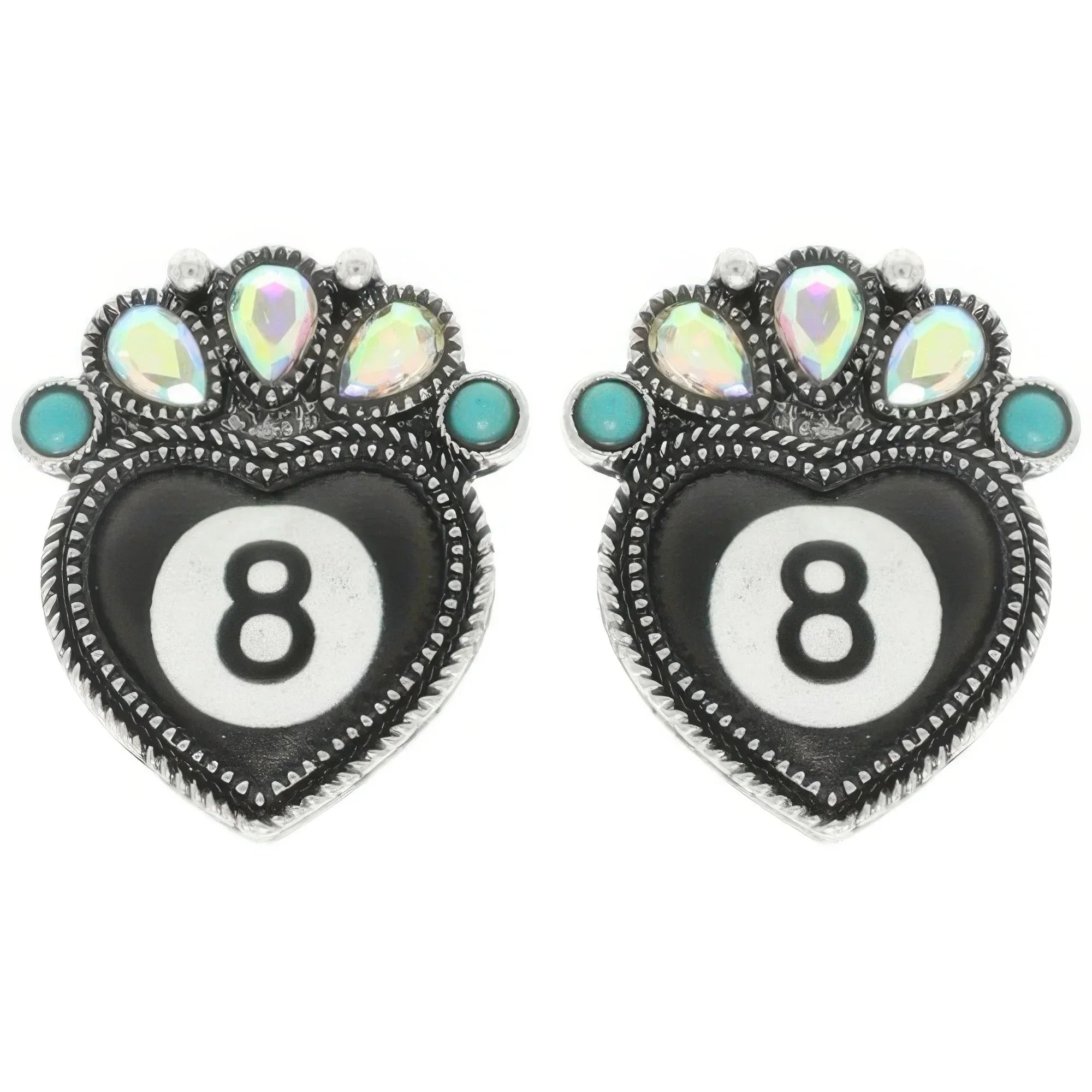 Western 8 Ball Heart Post Earrings | Mixtshop LLC