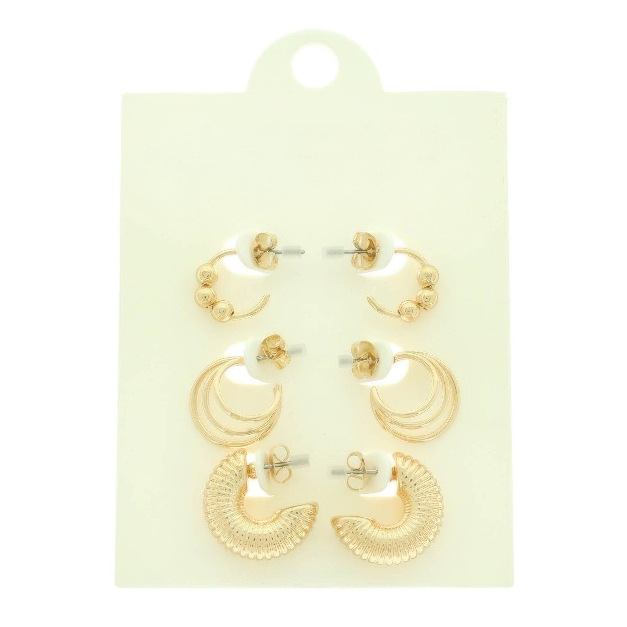 3 Pair Hoop Post Earring Set Secondary image