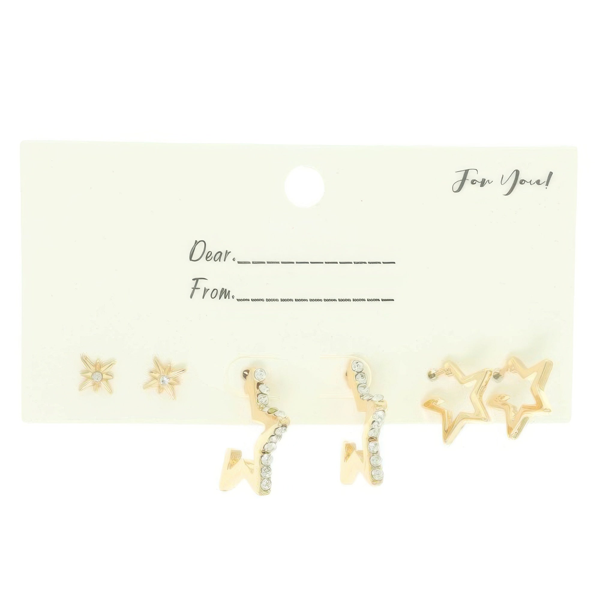 3 Pair Jeweled Star Post Earring Set Secondary image