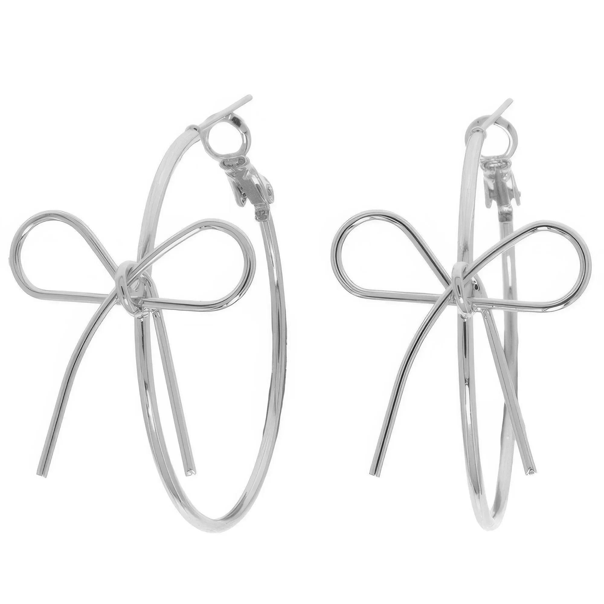 Polished Long Tail Bow Hoop Earrings Secondary image