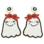 Halloween Ghost Seed Beaded Post Earrings | Mixtshop LLC