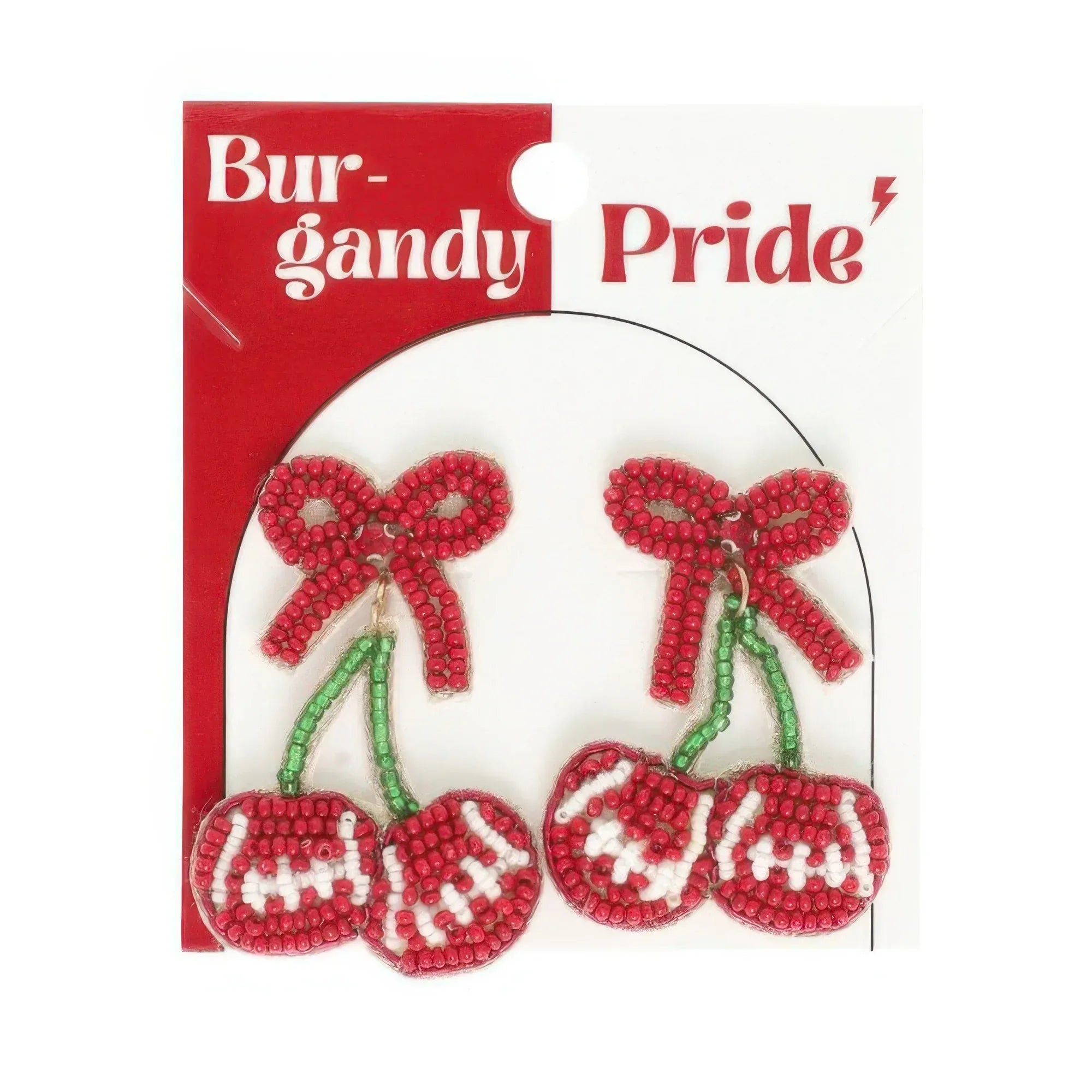 Gameday Cherry Heart Football Earrings | Mixtshop LLC