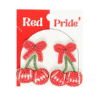Gameday Cherry Heart Football Earrings | Mixtshop LLC