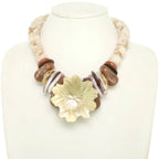 Stone Theme Necklace With Leaf Pendant | Mixtshop LLC