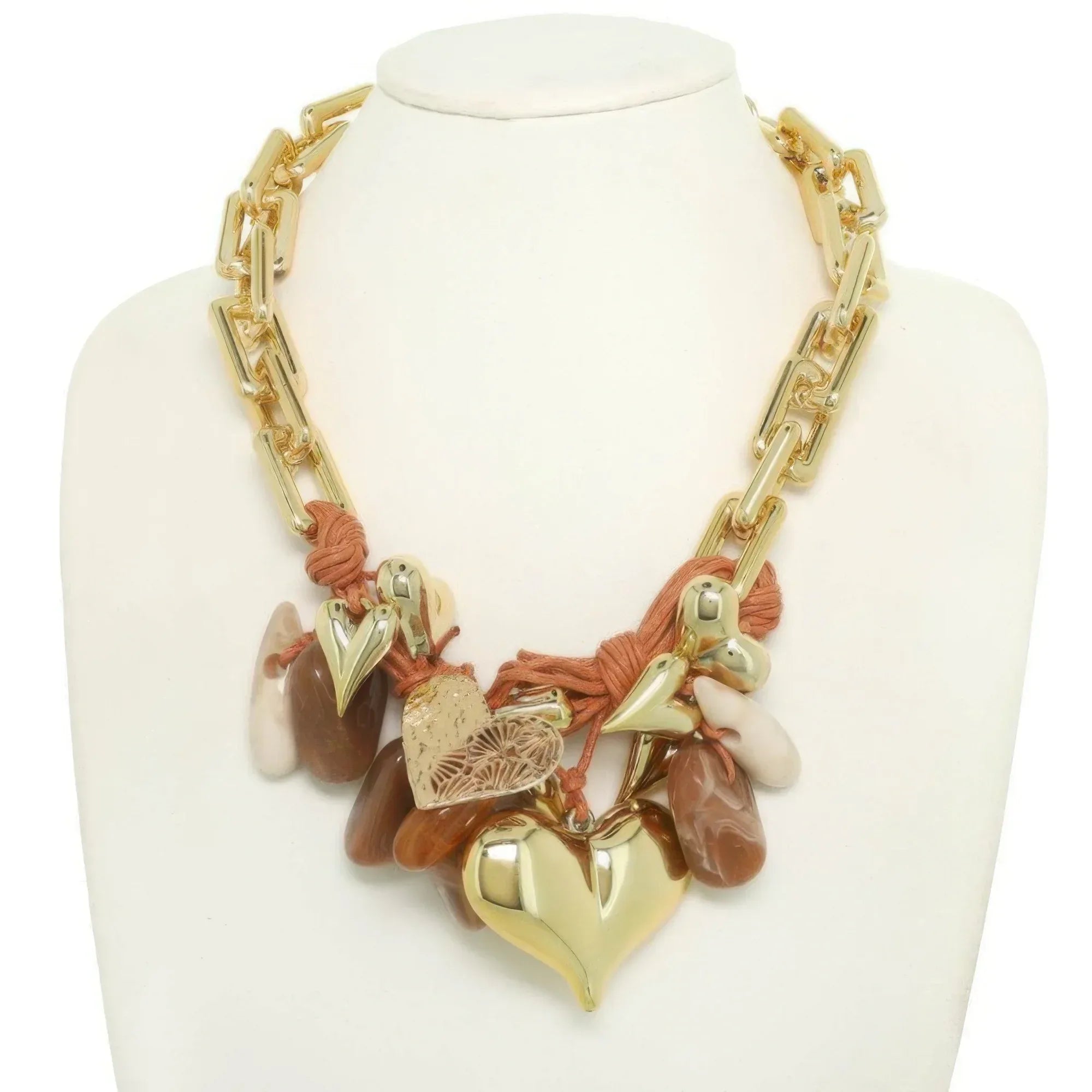 Stone Theme Necklace With Heart Pendants | Mixtshop LLC
