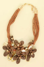 Stone Theme Necklace With Floarl Charms | Mixtshop LLC