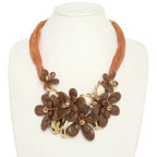 Stone Theme Necklace With Floarl Charms | Mixtshop LLC