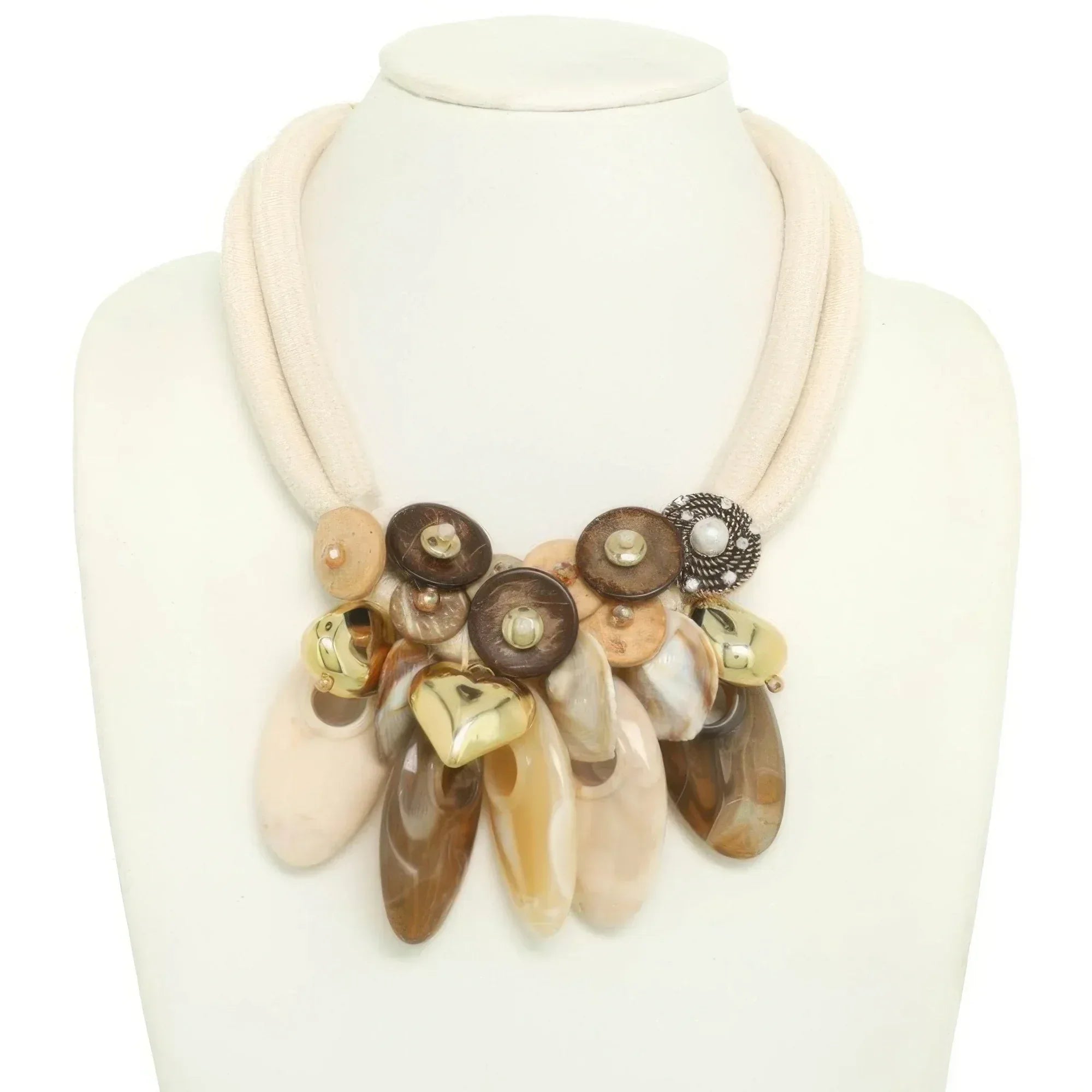 Stone Theme Necklace With Wood Discs | Mixtshop LLC