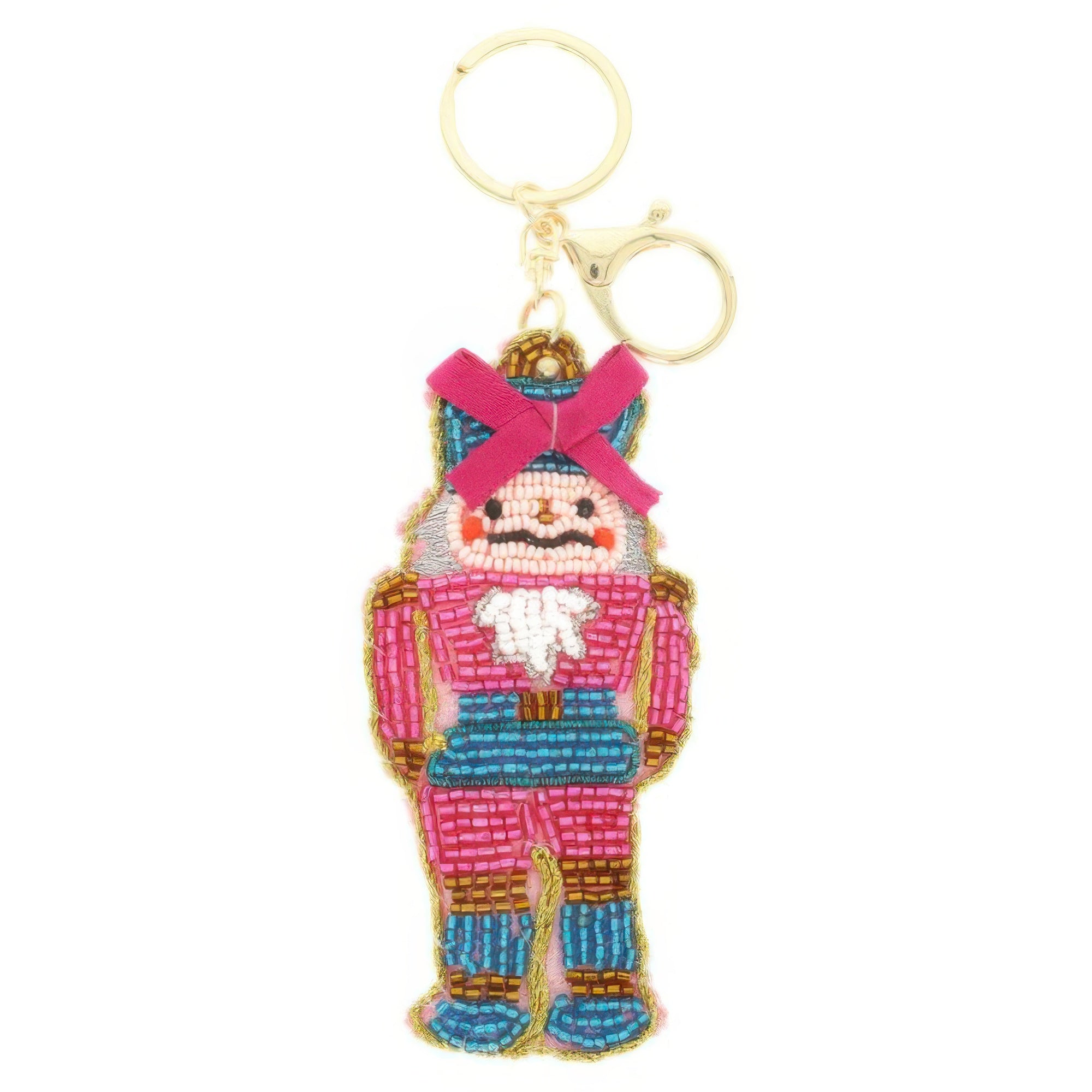 Christmas Nutcracker Seed Beaded Keychain Secondary image