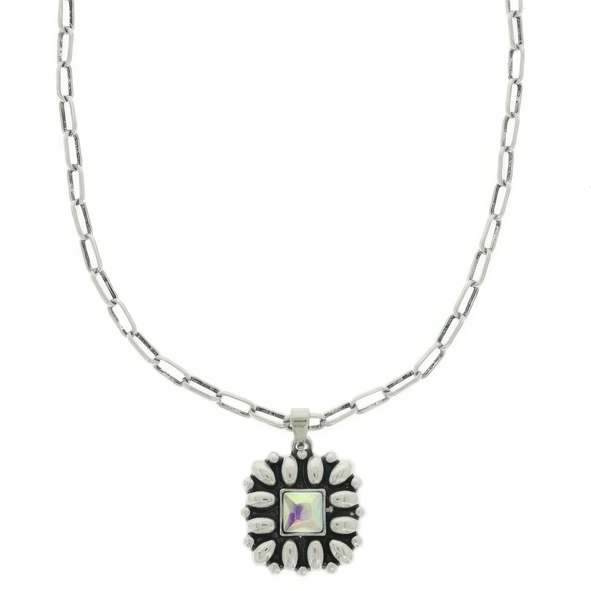 Western Floral Square Pendant Necklace | Mixtshop LLC