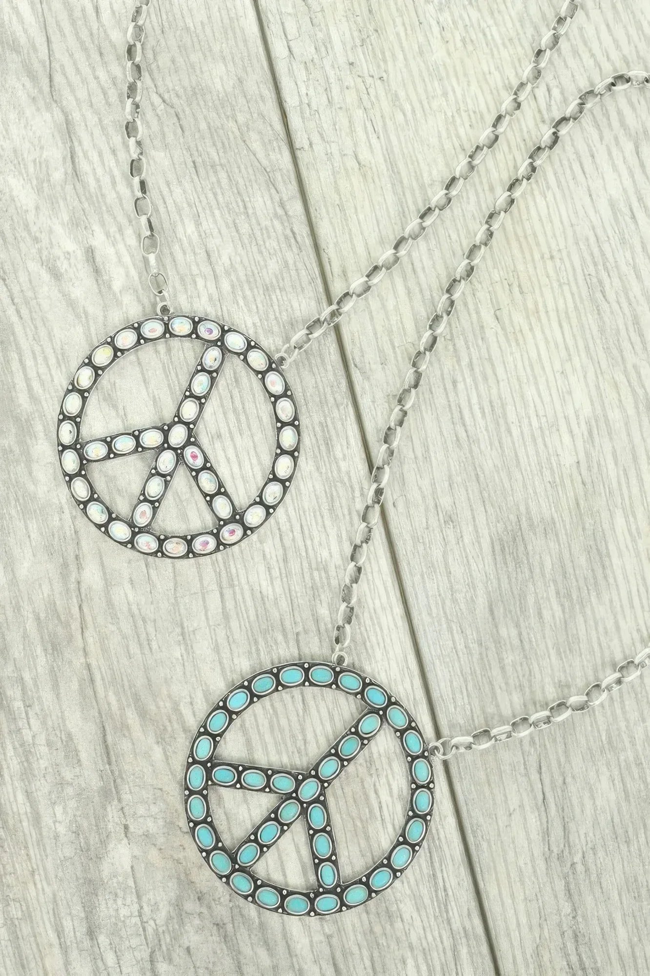Western Jeweled Peace Sign Pendant Necklace | Mixtshop LLC Main image
