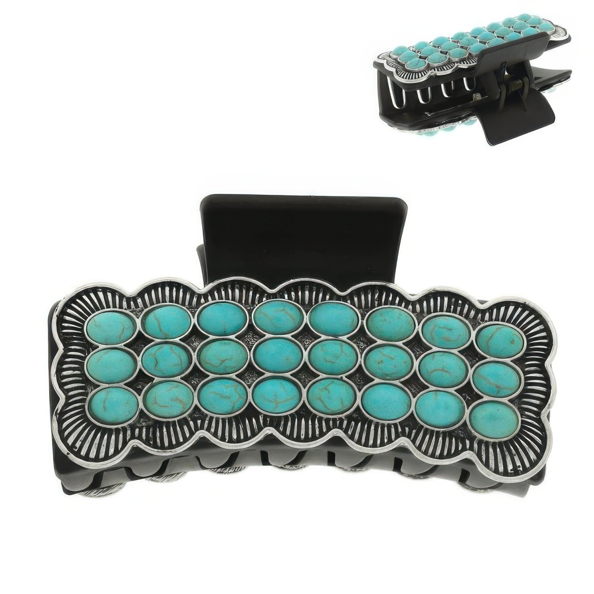 Western Turquoise Metal Hair Claw Clip Secondary image