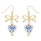 Ceramic Heart Charm Bow Earrings | Mixtshop LLC