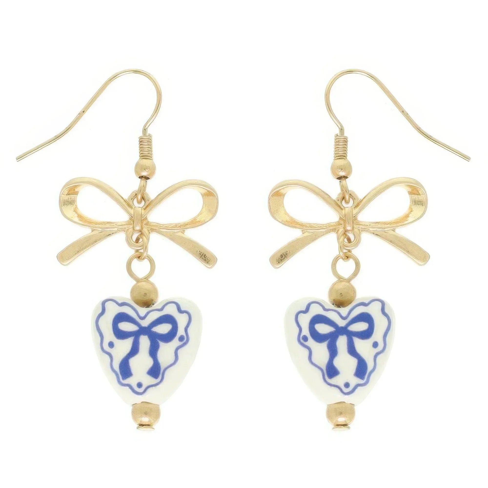 Ceramic Heart Charm Bow Earrings | Mixtshop LLC