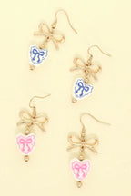 Ceramic Heart Charm Bow Earrings | Mixtshop LLC