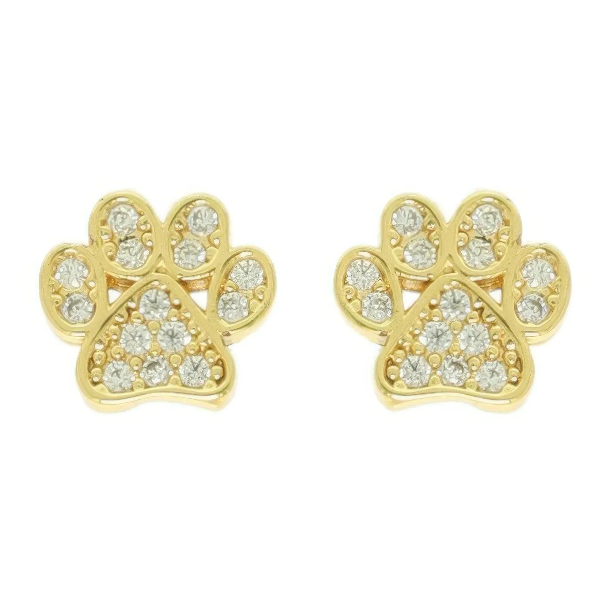 Game Day Paw Shaped Cubic Zirconia Stud Earrings | Mixtshop LLC Main image