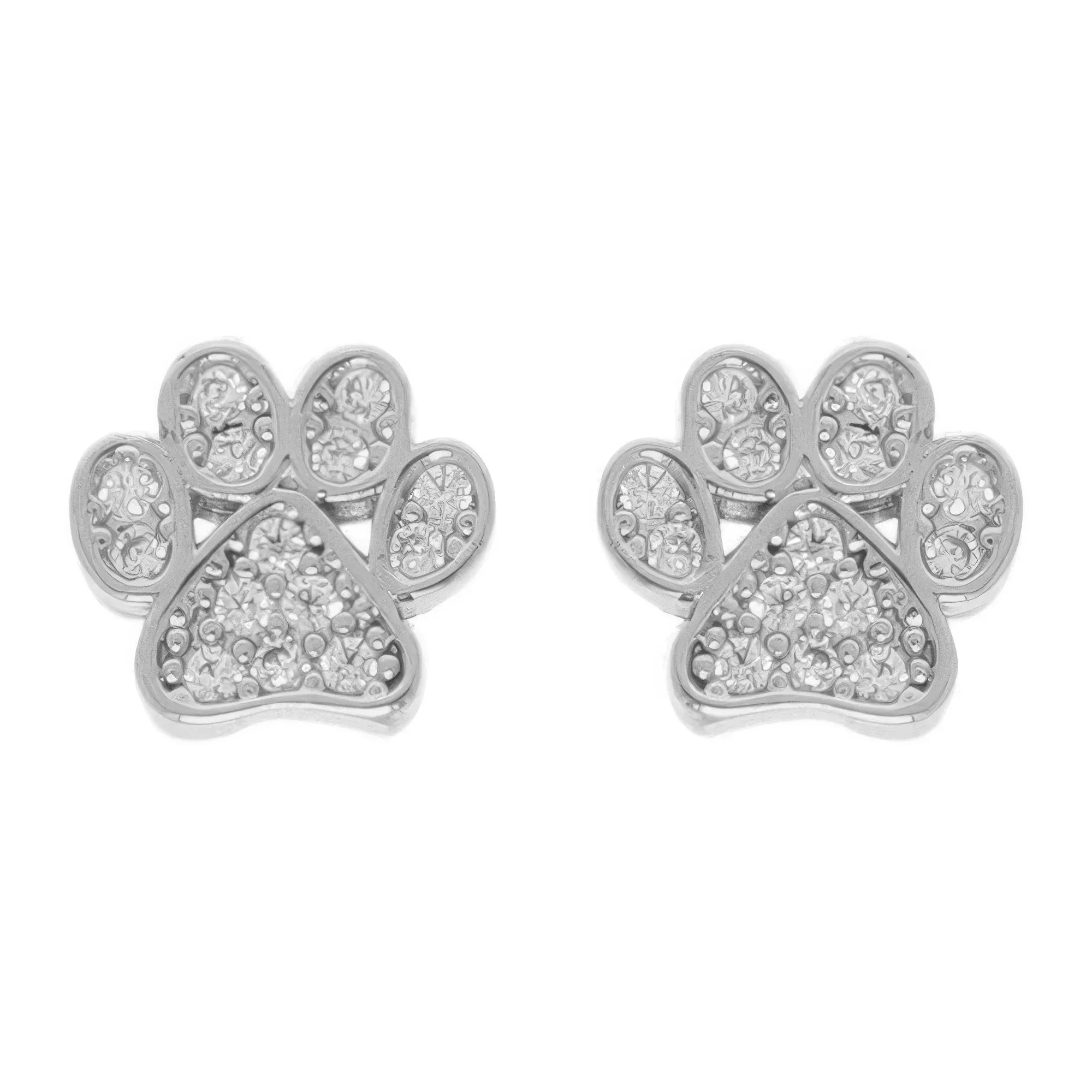 Game Day Paw Shaped Cubic Zirconia Stud Earrings Secondary image