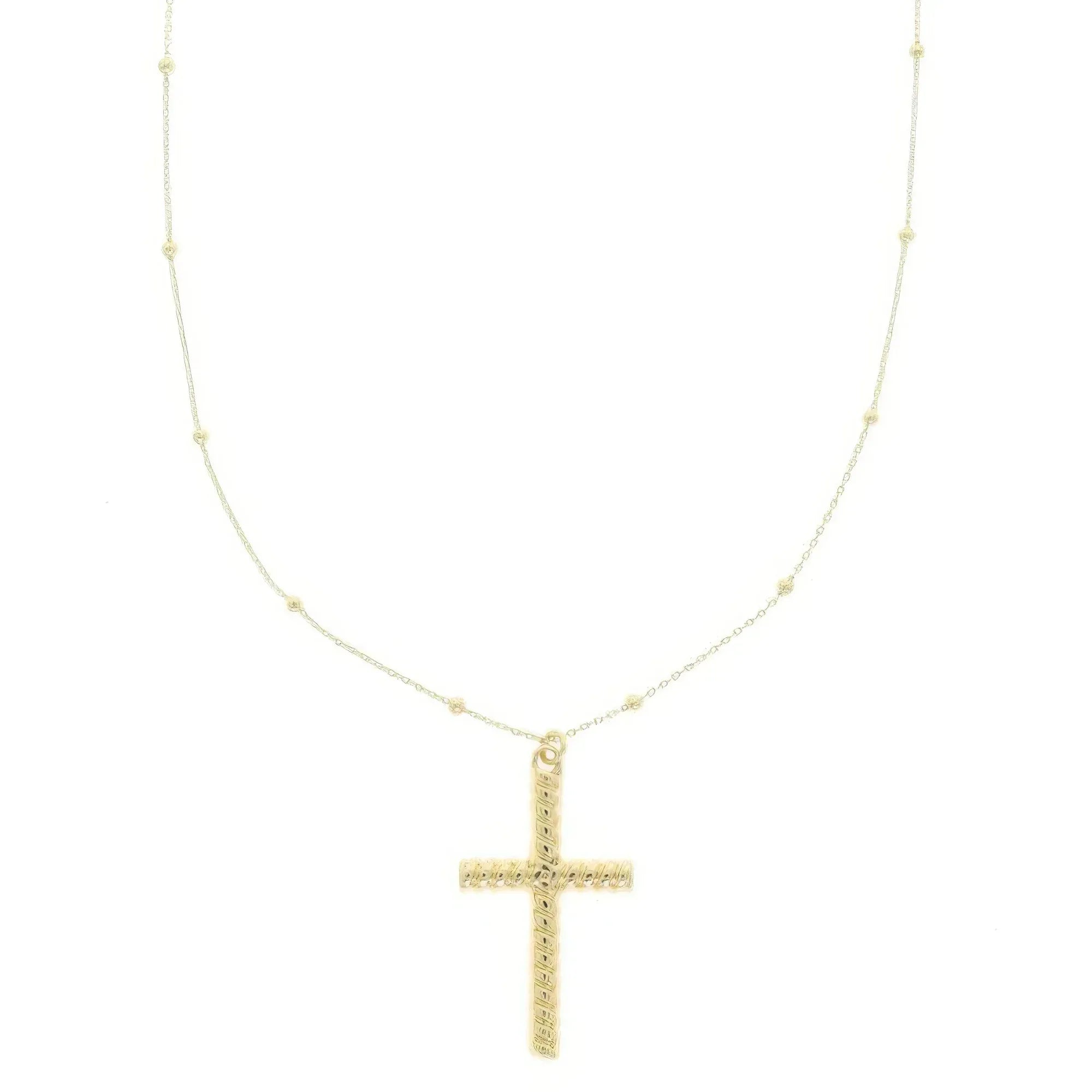 Ribbed Cross Pendant Necklace | Mixtshop LLC Main image